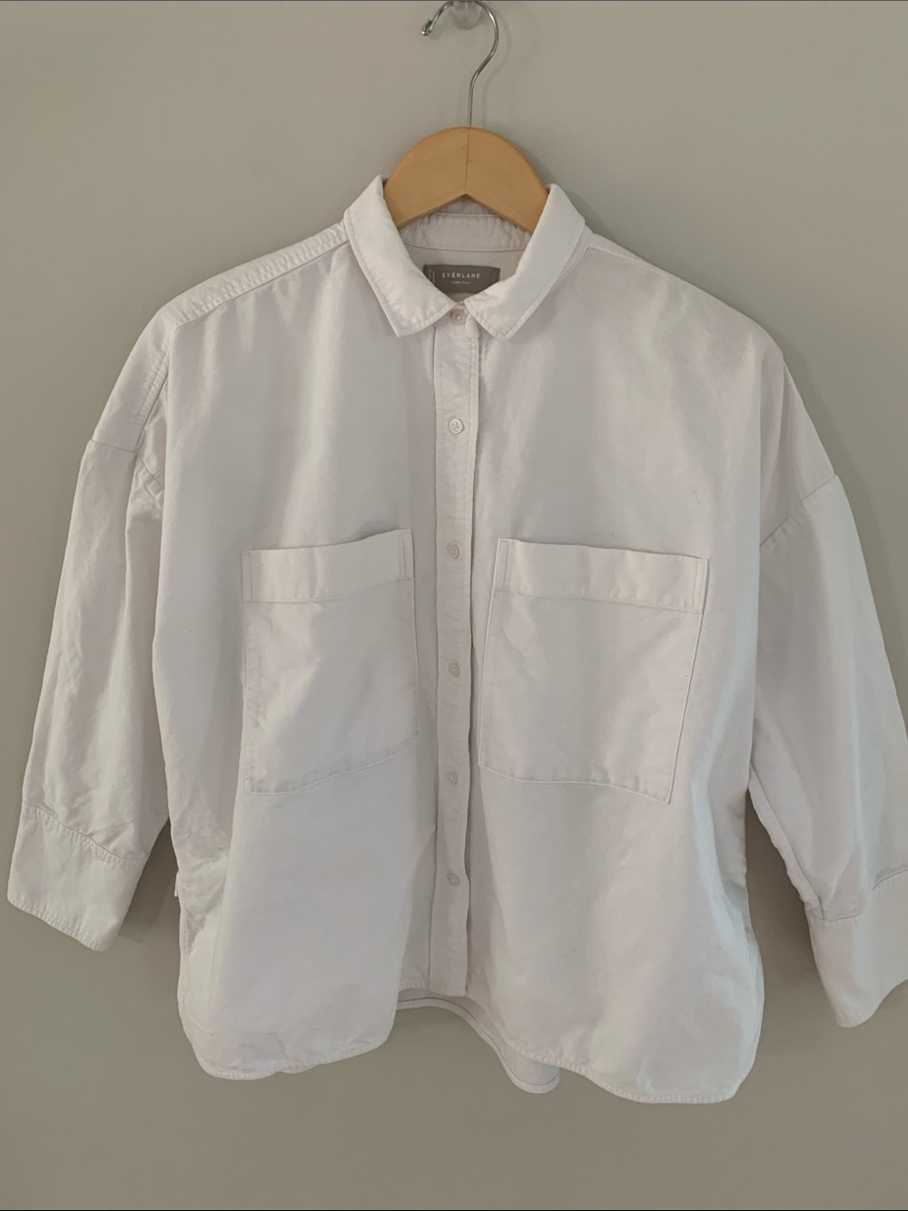 Everlane The Boxy Oxford Shirt Organic Cotton White Large Classic Relaxed Fit